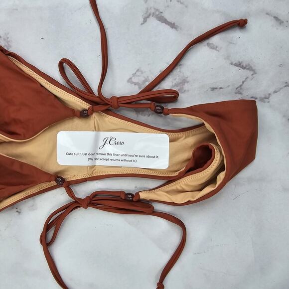 J Crew Swim Bottom Curved Waist String Bikini High Cut Mid Rise Terracotta - Picture 9 of 10